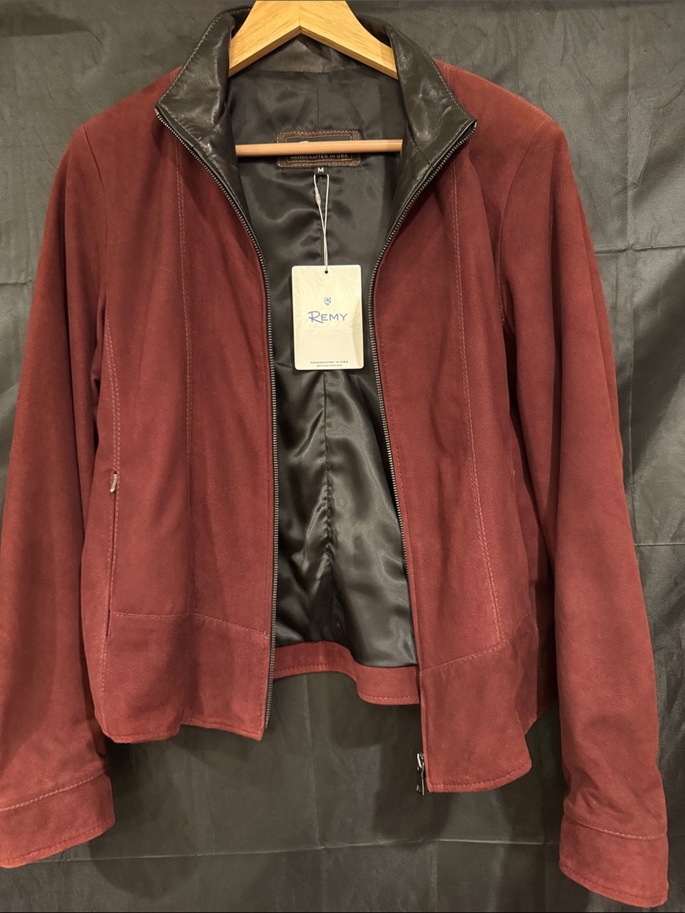Women’s Remy burgundy suede leather jacket